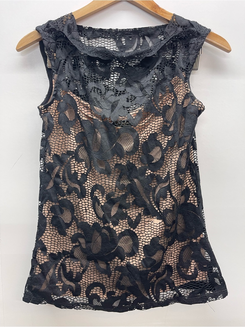 Thalia Sodi Black Lace Overlay Sleeveless Blouse